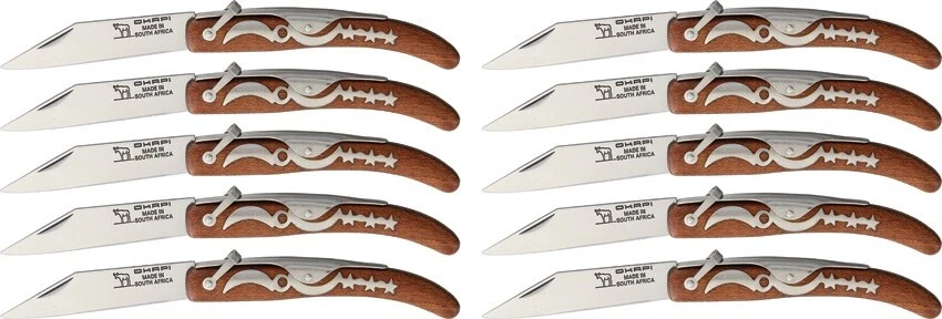 Okapi Big Sable Pocket Knife 10 PCs SET 3.75 Carbon Steel Blade Brown Resin Wood - Image 2 of 3