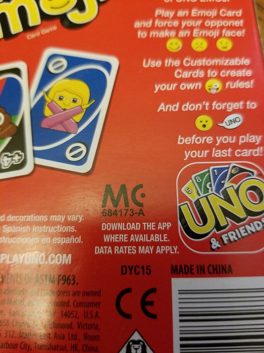 Mattel Games UNO Emojis Original Pack, Multicolor, Special Rule Extra  Cards, NEW