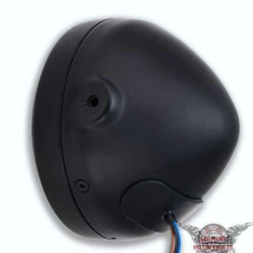 ToXx H4 Motorrad Scheinwerfer schwarz Glas Chopper Cafe Racer Bobber 5 3/4 Zoll - Bild 3 von 7