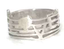 Vintage Love Musical Note Bars Clef Sterling Silver Ring Band Size 6.50
