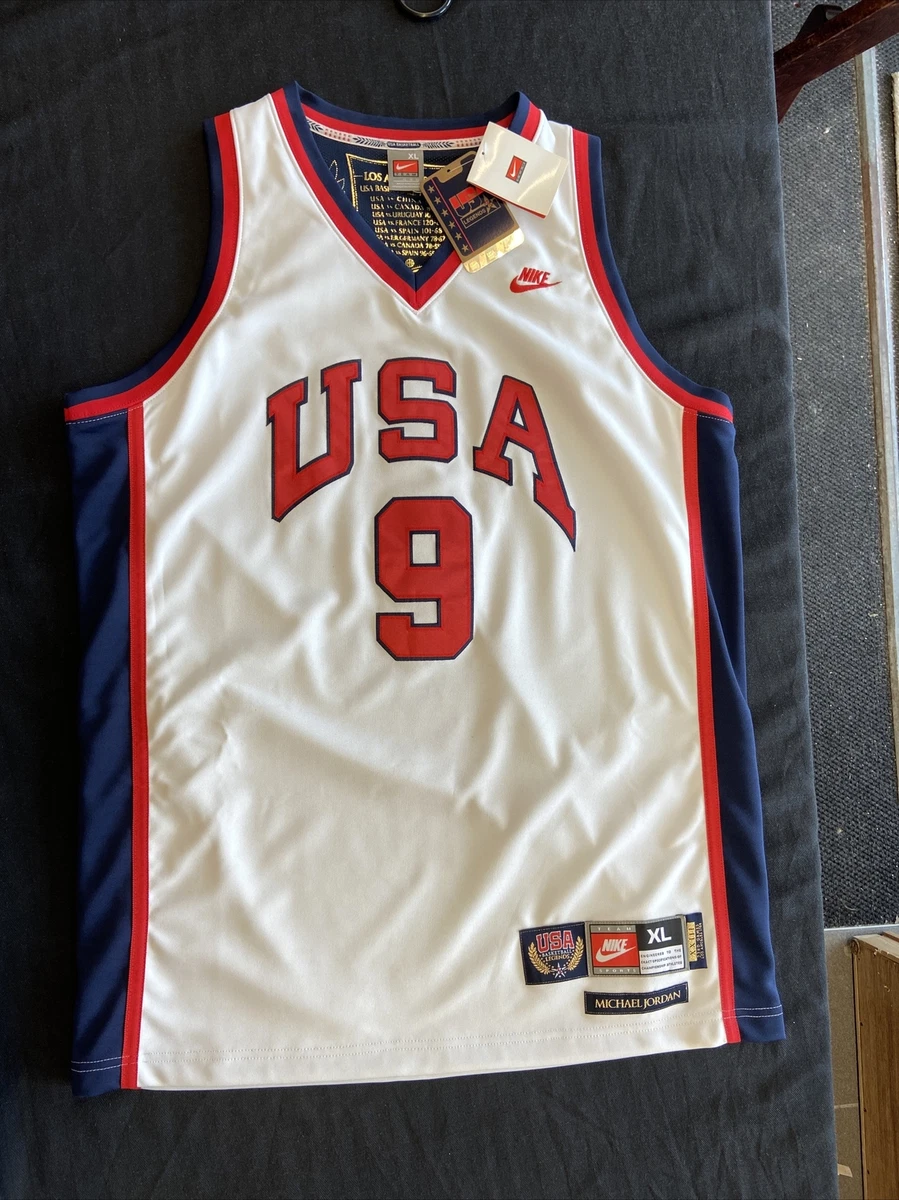 Michael Jordan Nike USA Basketball Jersey #9 White Mens Size Small