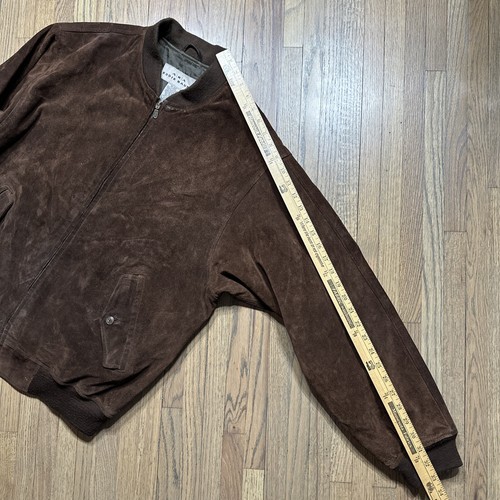 Vintage AKA Eddie Bauer Brown Suede Leather Jacket Men’s Full Zip SZ Medium - Picture 7 of 14
