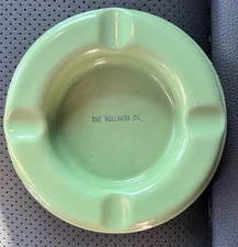 Vintage The VOLLRATH Co. Green Enamel Metal Ashtray