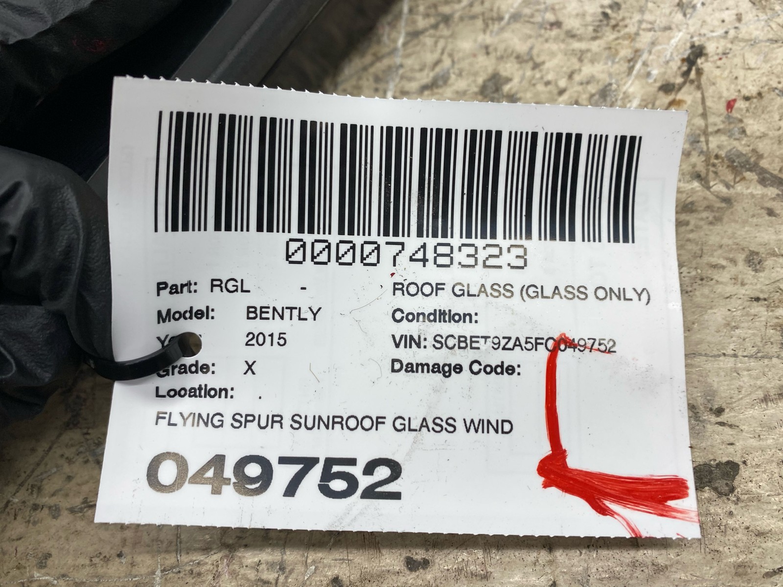 2013-2019 BENTLEY FLYING SPUR OEM SUNROOF GLASS WINDOW ASSY W/PRIVACY TINT