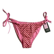 Wild Fable Low Rise High Leg Cheeky Bikini Bottoms Womens Small Pink Brown Waves