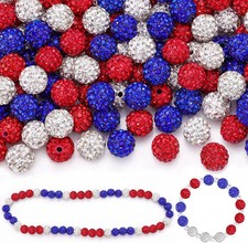 90pcs 10mm Rhinestone Beads for Jewelry 90 pcs, Mixed-Red White Dark Blu