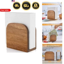 Napkin Holder for Table Rustic Acacia Wood Countertop Drink Organizer
