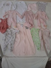 Lot of 12 Baby Girl Clothes 0 To 6 Months Bodysuits Sleep Sack Carters Old Navy