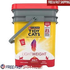 Lightweight Clumping Cat Litter Low Dust Odor Control Clean Linen 17 lb Pail New