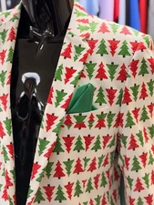 (XL) Holiday Tree Christmas Suit Jacket Blazer  Brand New Extra Slim Fit