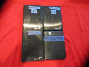 Lot of 4pcs Seagate,WD,1.0TB/500GB Backup Plus Portable Drive SATA 2.5" HDD