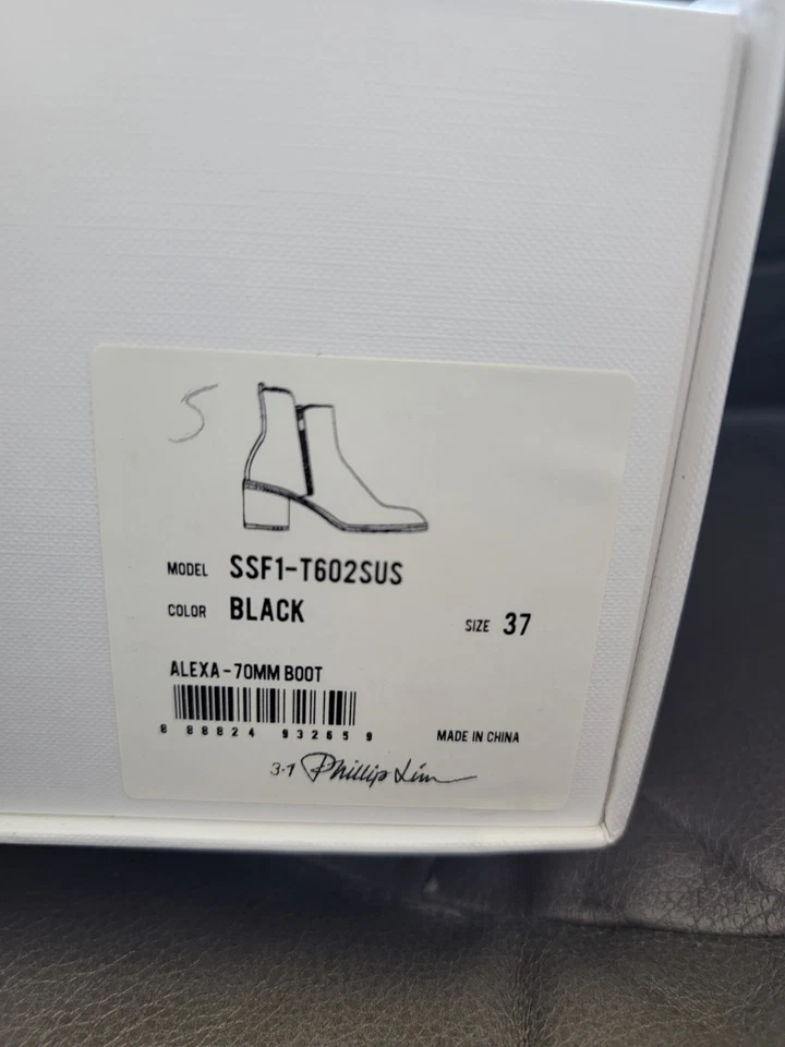 NEW BOXED 3.1 Phillip Lim Alexa Ankle Boot 70mm 100% Cow Suede Leather. BLACK 37 - Image 4 of 4