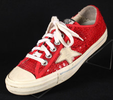 GOLDEN GOOSE Red Sequin Cream Rubber VSTAR2 Low-Top Sneakers 37