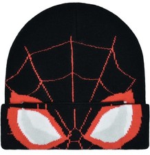 Concept One Marvel Spider-Man Miles Morales Roll Down Cuff Beanie Black/Red Hat