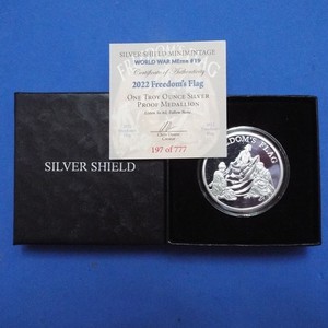 2022 FREEDOM'S FLAG One Pure Ounce SILVER SHIELD - Betsy Ross