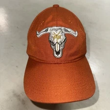 Texas Longhorn Mens Medium M Orange Bull Skull Gold Black Eagle Fitted Cap Hat