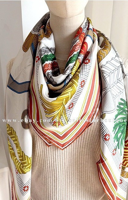 2025 Sallys 100% Twill Silk Wrap Scarf Stole Tassels Print Square Shawl 53"