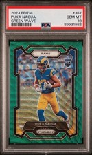 2023 Panini Prizm Green Wave Prizm Rookie Puka Nacua #357 PSA 10 Rams NFL