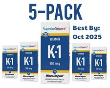 180 Tablets 90 x 2 K-1 Superior Source Vitamin K1 500 mcg Sublingual RK4