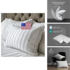 Hotel Grand White Luxury Feather Down Fluffy Bed Pillows 500 Thread Count Queen