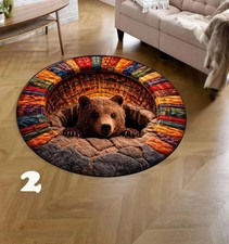 Library Books 3D Optical Illusion Rug, Library Books Bear Hole Carpet