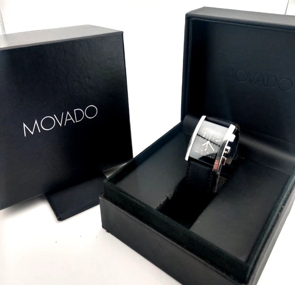Movado Eliro cronógrafo masculino aço inoxidável com pulseira de couro modelo #84.H1.1461 - Imagem 4 de 4