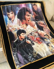 A 2009 Elvis Presley Throw Blanket Bradford Exchange Embroidered Signature OOAK