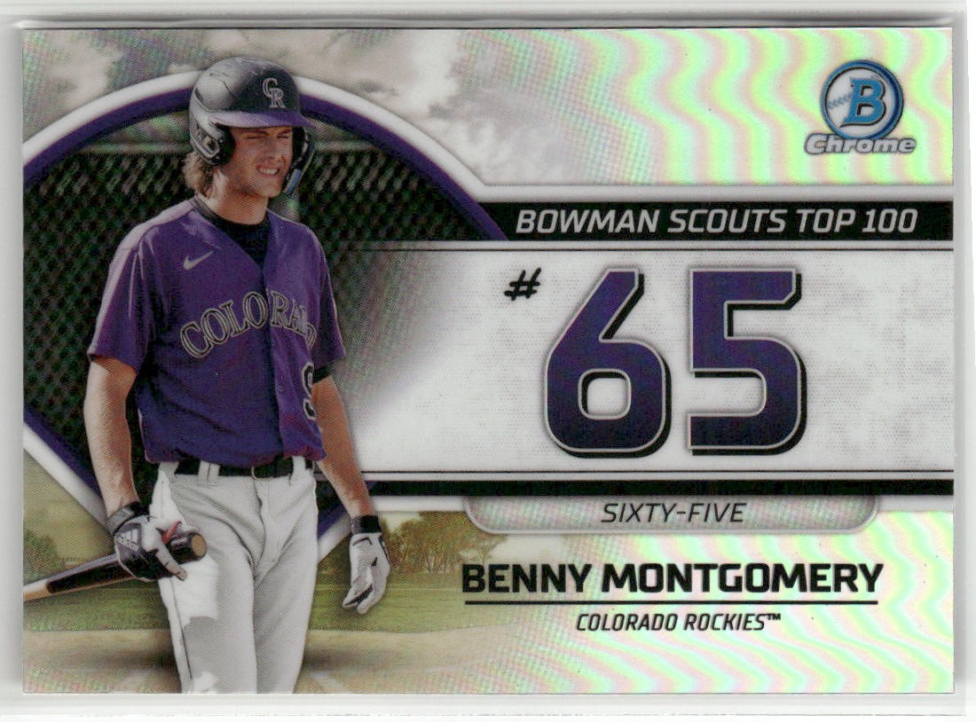2023 BOWMAN #BTP-65 BENNY MONTGOMERY BOWMAN SCOUTS TOP 100 COLORADO ROCKIES