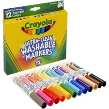 Washable Broad Line Markers 12 Count Assorted Colors Kids Art Supplies for
