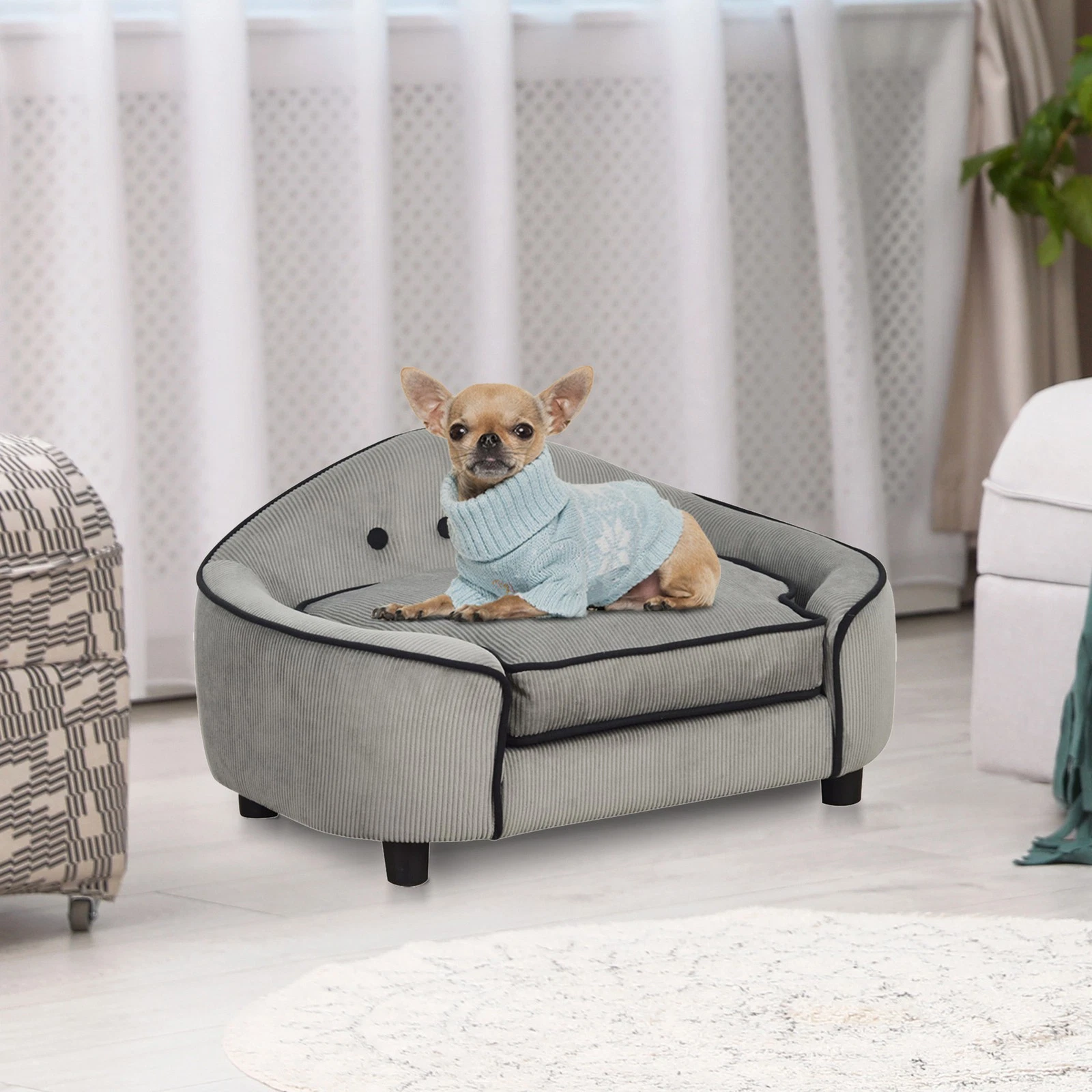 Dog Sofa Bed Pet Chair w/ Sponge Padded Cushion for XS and S Size Dogs - Grey
Opens in a new window 