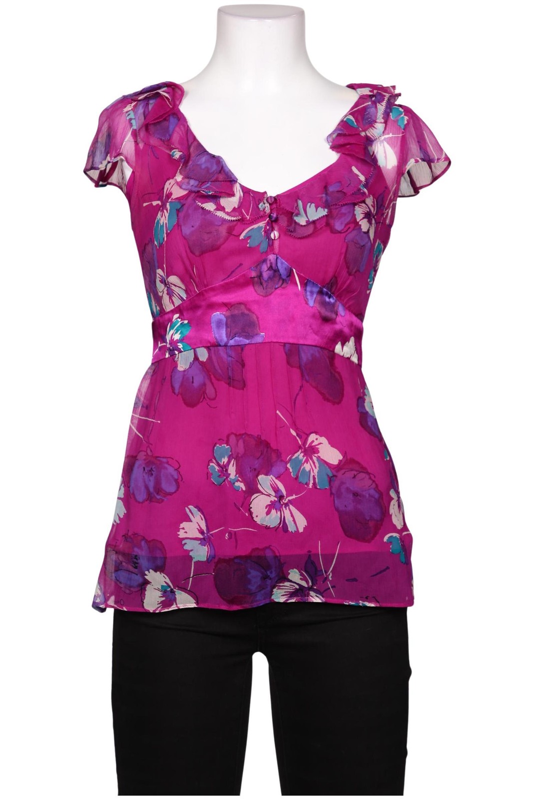 Monsoon Bluse Damen Oberteil Hemd Hemdbluse Gr. EU 36 Seide Lila #coosoix