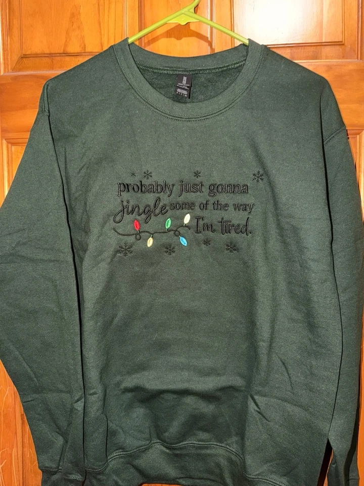 Embroidered Christmas Jingle Some Of The Way Sweatshirt Forest Green - Small - Image 1 of 1