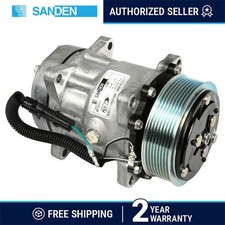 Genuine Oem Sanden Ac Compressor 4864 Sd7h15 W 8 Poly Clutch 12v