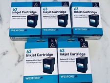 5ct Wexford 63 Black Ink Cartridges Replaces HP 63 Black 