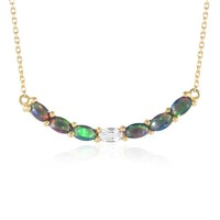Cavill Opal Halskette 925 Sterling Silber Vergoldet 1,15Ct Oval Damen