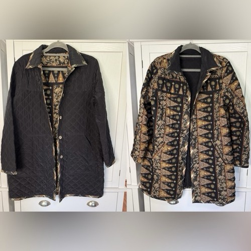 Vintage Koos of Course 100% Silk Reversible Quilted Jacket Boho Art to Wear S - Picture 3 of 6