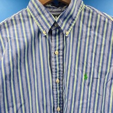 Polo Ralph Lauren Custom Fit Striped Button Down Shirt Men's L Blue Green White