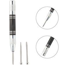 Sturdy Spring Loaded Centre Punch with Adjustable Knurling 2pc Needles