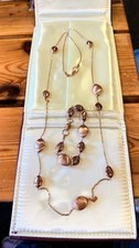18ct Rose Gold Plated 925 Sterling Silver Necklace & Bracelet Set Heavy Hallmark