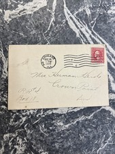 VINTAGE COVER ENVELOPE PROP STAMP MAIL CHICAGO 1920 CROWN POINT USA
