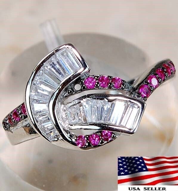 2CT Heat Treated Rubellite Tourmaline 925 Sterling Silver Ring Jewelry Sz 7 &1-2