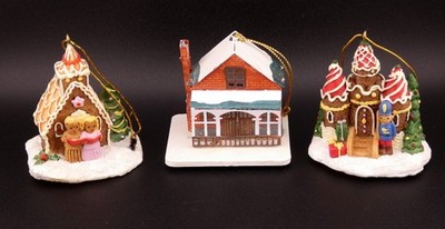 Vintage Christmas Gingerbread and Farm House Ornament Light Cover Light Lot