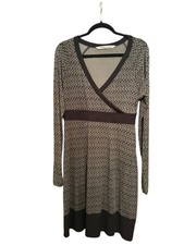 Women's Athleta Long Sleeve Dress M Gray Black Geometric