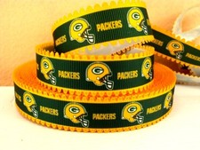 7/8" 1 yard Packers Football Green Bay Tooth Edge Grosgrain Ribbon 1008756