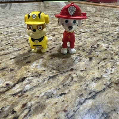 Marshall & Rubble Lot of 2 Paw Patrol Toys with moveable heads 2.5'' Nice Cpix