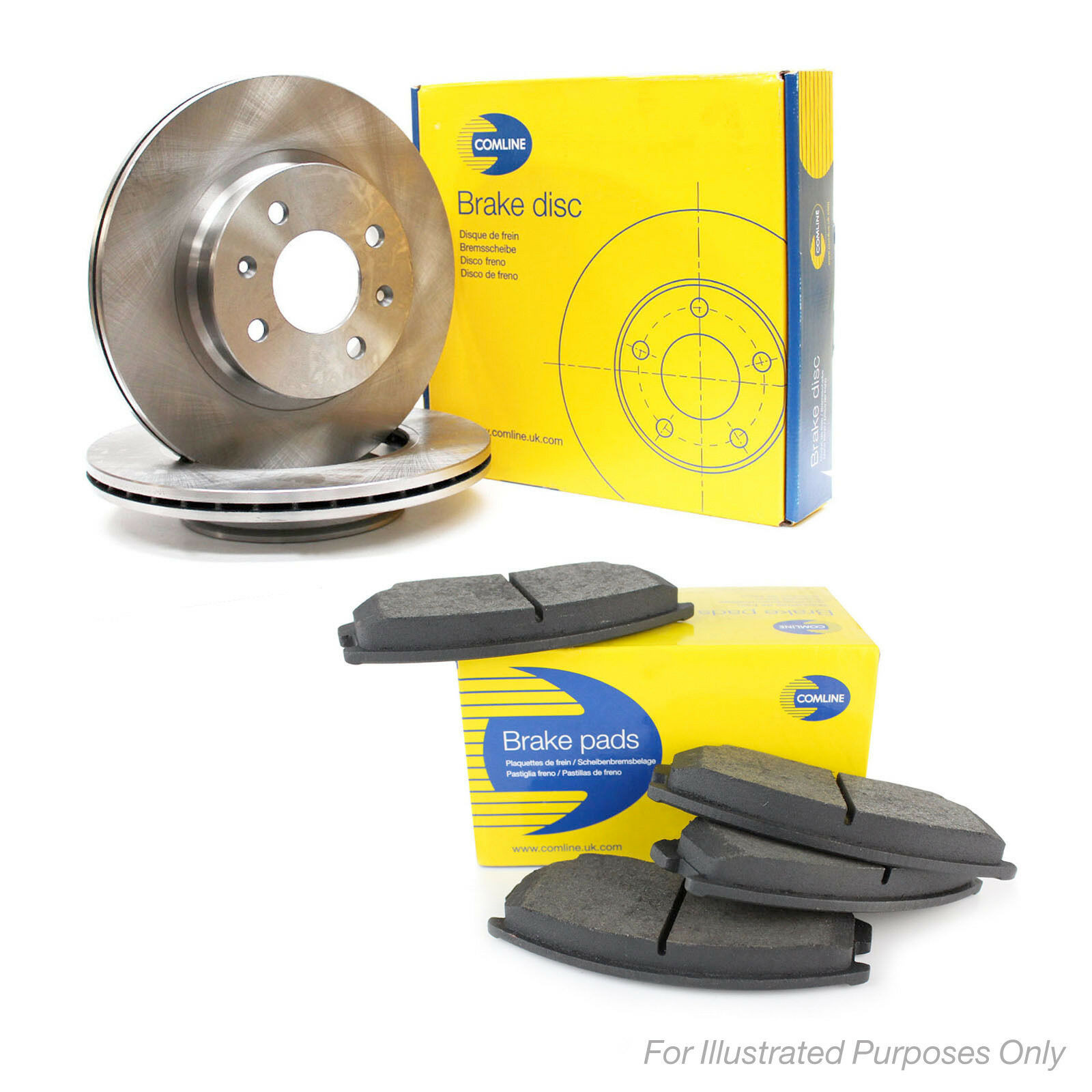 Genuine Comline 5 Stud Front Vented Brake Disc & Pad Kit - ADC1762V & CBP01300