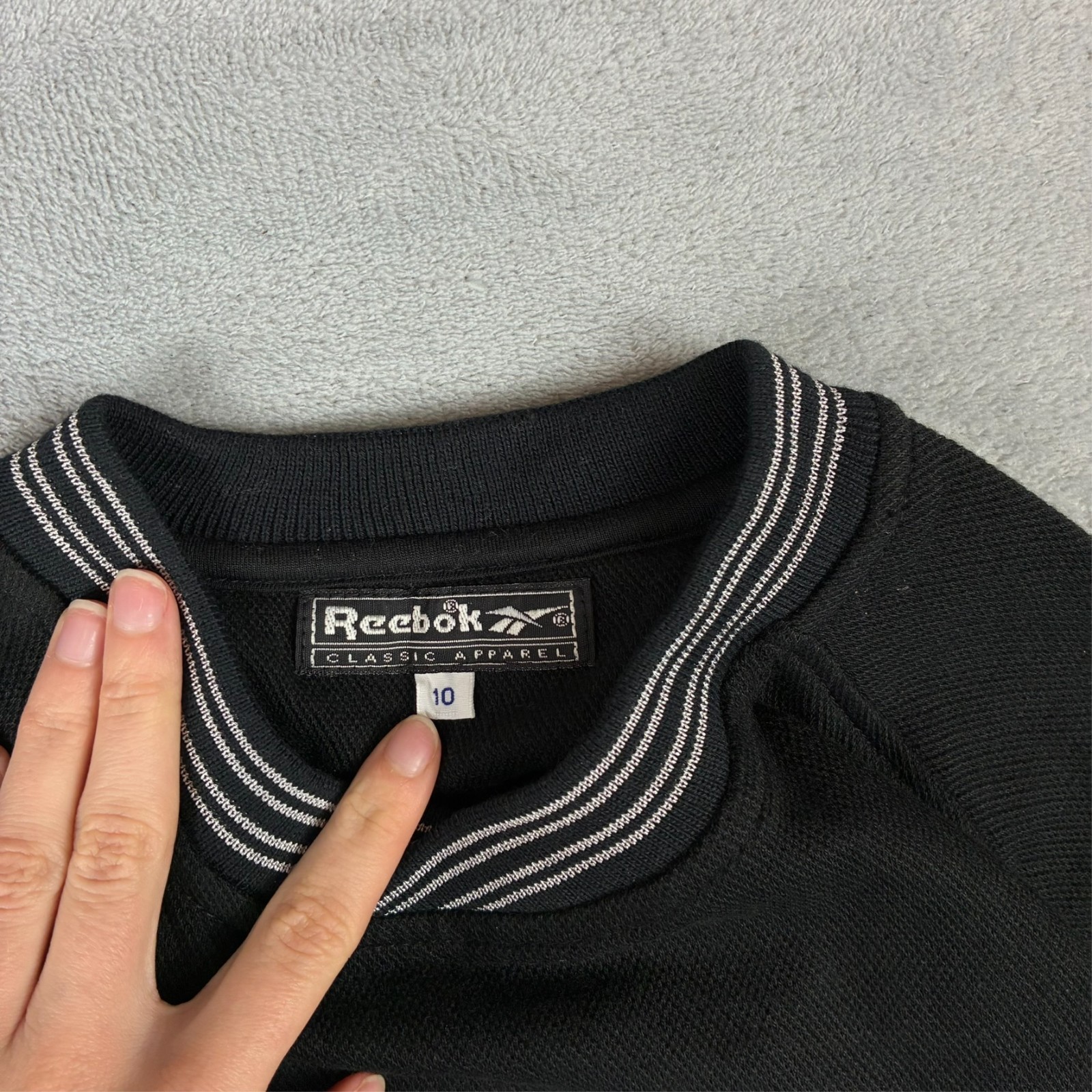 Women's Vintage Reebok 1990's Black Spellout Toggle Size UK 10 Sweatshirt image 5