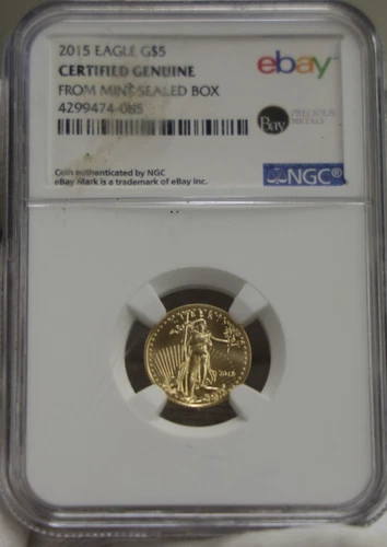 2015 US 1/10th Gold Eagle $5 Ebay Label NGC Genuine from Mint Box
