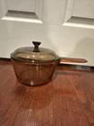 Vintage Corning Visions Amber Pyrex Glass Saucepan 1.5 L with Nesting Lid