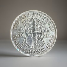 Great Britain 1944 - King George VI 1st Type &frac12; Crown - .500 Silver WWII Era Coin